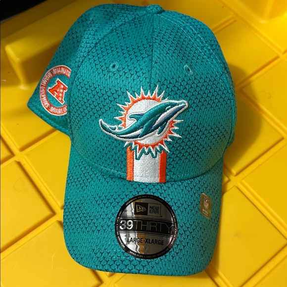 Men's Miami Dolphins‎ New Era Aqua Sideline 39THIRTY Flex Hat L/XL - Picture 6 of 7